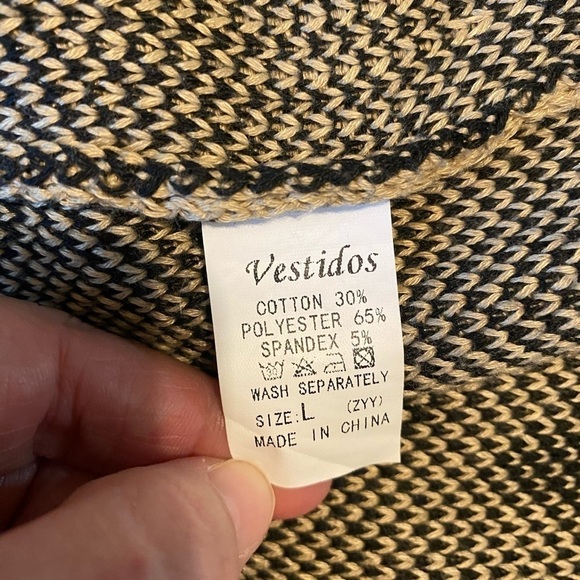 Vestidos Tan Black Leopard Print Cardigan Womens‎ SZ L Duster Open Front sweater - Picture 7 of 7